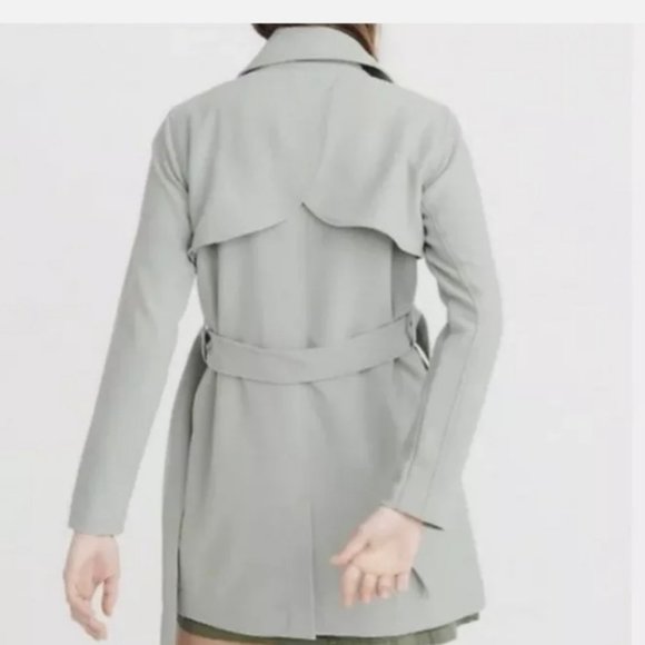 Abercrombie & Fitch Drapey Trench Coat in Mint - Picture 3 of 9